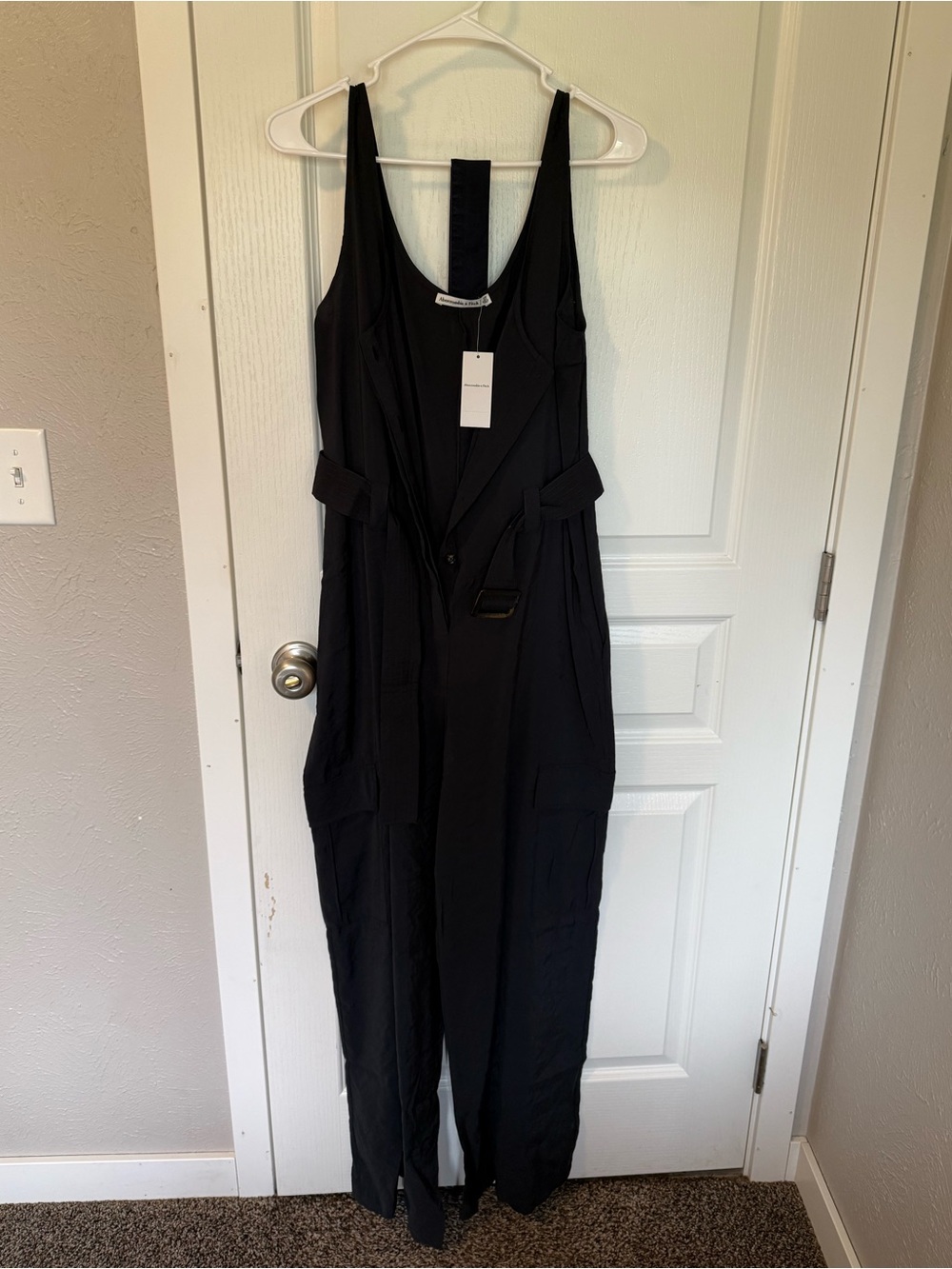 Navy Blue Sleeveless Jumpsuit with Belt